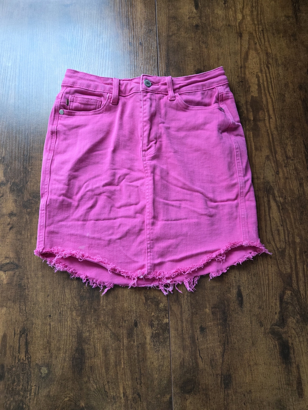 Judy Blue Womens Hi Rise Short Denim Skirt Distressed Pink Size Medium